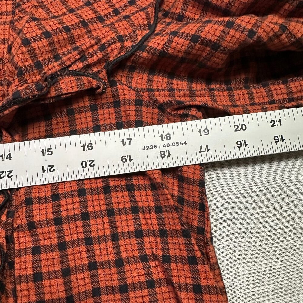 Madewell Ruffle-Front Top in Plaid Orange Red & Black Size Medium Cotton - Picture 4 of 7